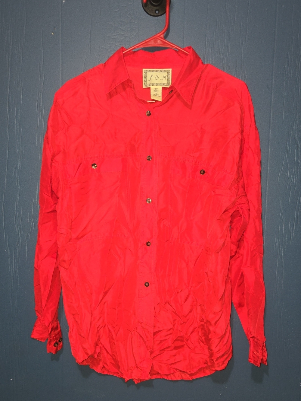 Lightweight Red Shirt Jacket with Full Button Front